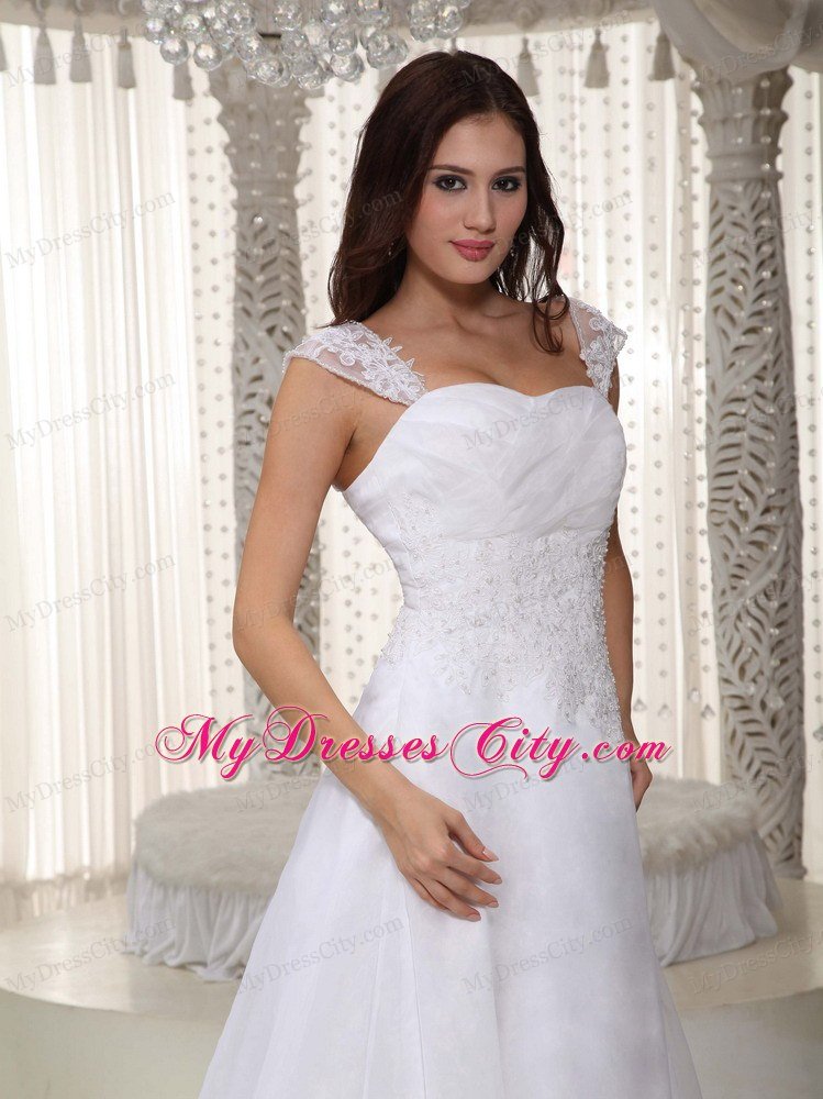 Wanted Slinky A-line Straps Court Train Lace Ruched Wedding Gowns