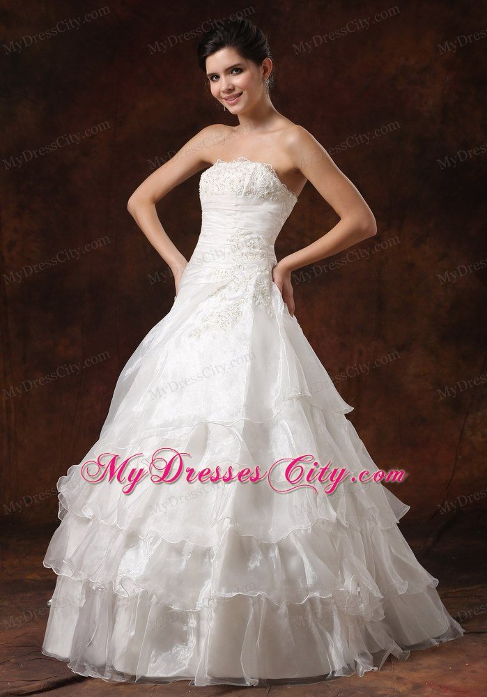 Ruffles Layered and Lace Decorated Bust Wedding Gown for 2013