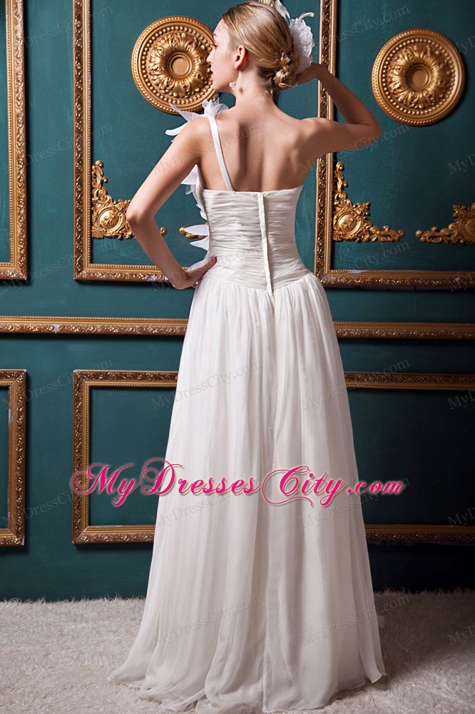 Elegant A-line One Shoulder Organza Ruffles Beach Wedding Dress