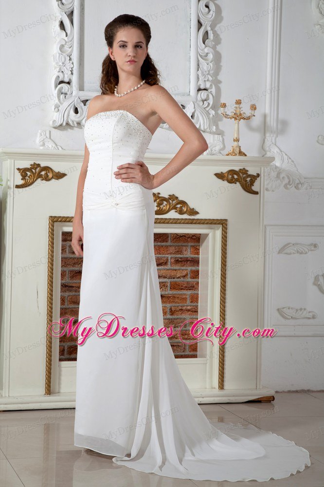 Strapless Beaded Column Court Train Bridal Gown for Plus Size Women