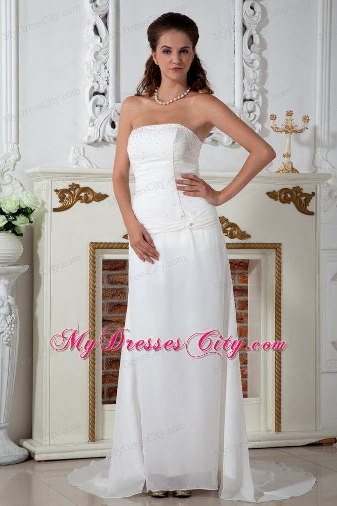 Strapless Beaded Column Court Train Bridal Gown for Plus Size Women