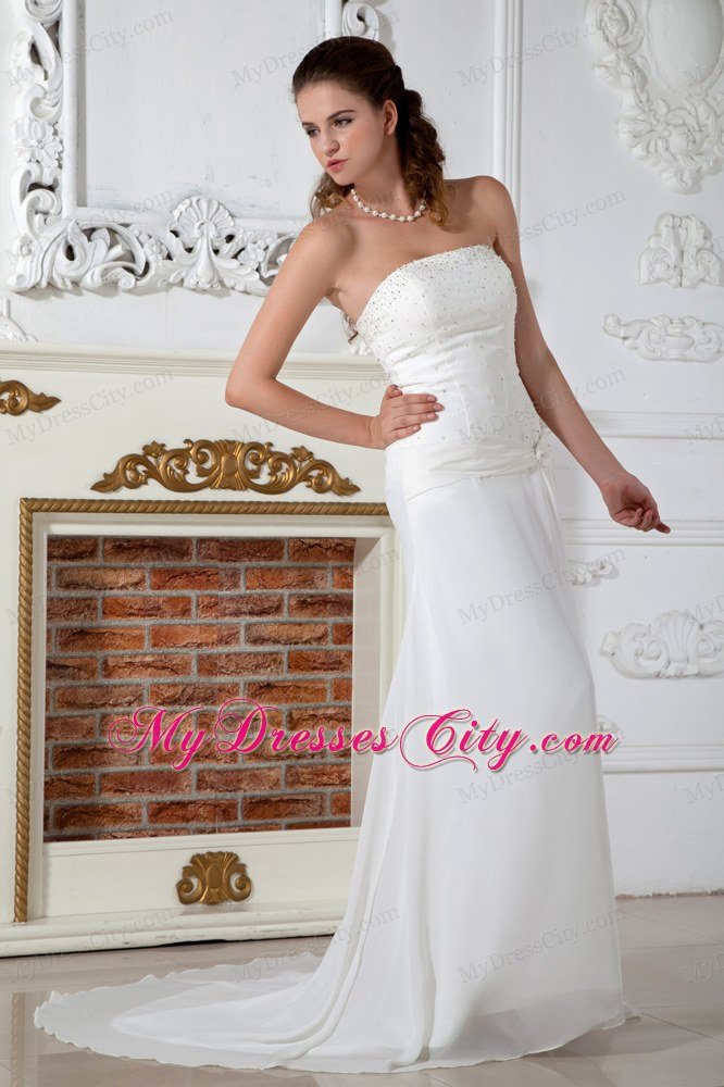 Strapless Beaded Column Court Train Bridal Gown for Plus Size Women