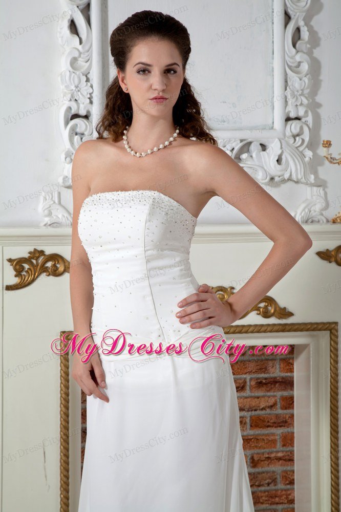 Strapless Beaded Column Court Train Bridal Gown for Plus Size Women