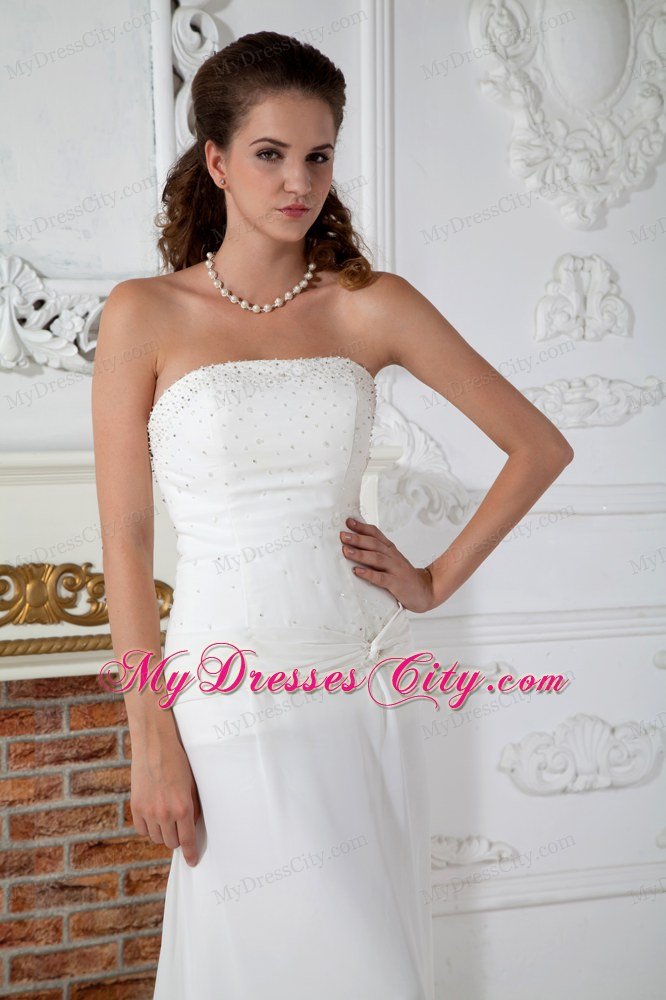 Strapless Beaded Column Court Train Bridal Gown for Plus Size Women