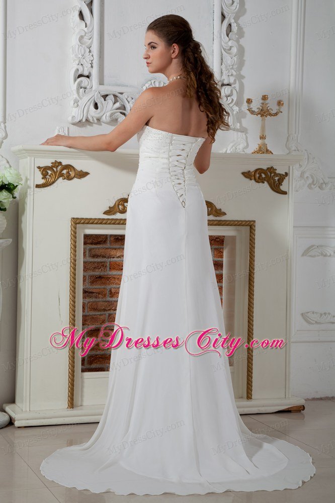 Strapless Beaded Column Court Train Bridal Gown for Plus Size Women