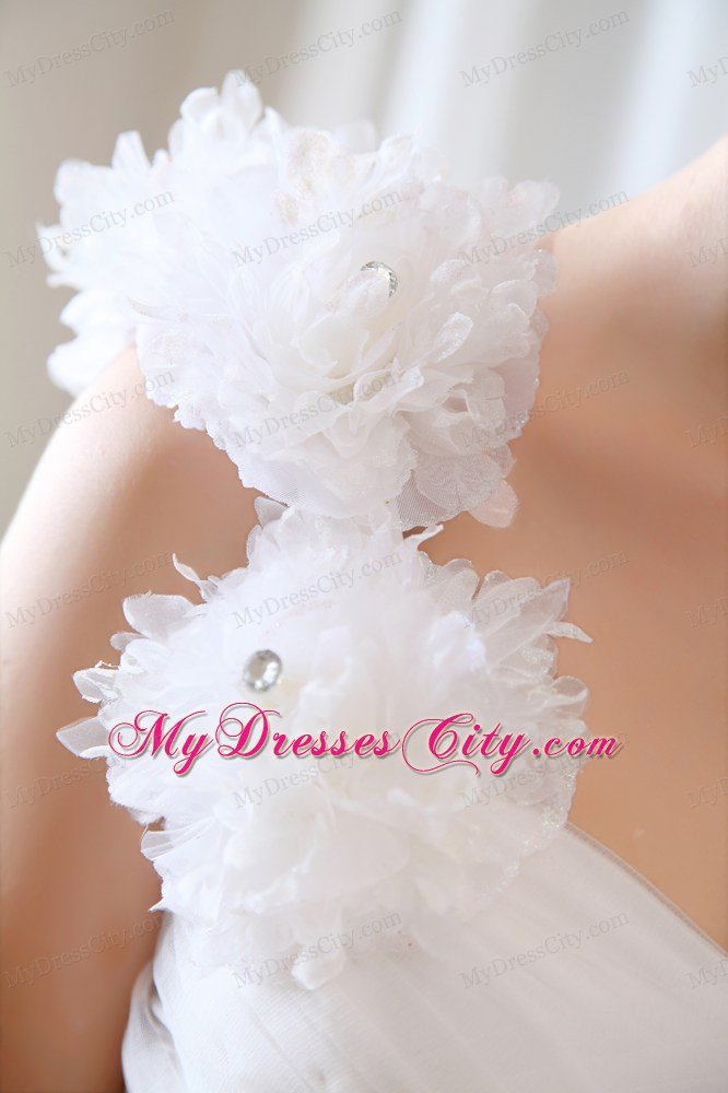 Beading Appliques and Hand Made Flowers One Shoulder Wedding Gowns