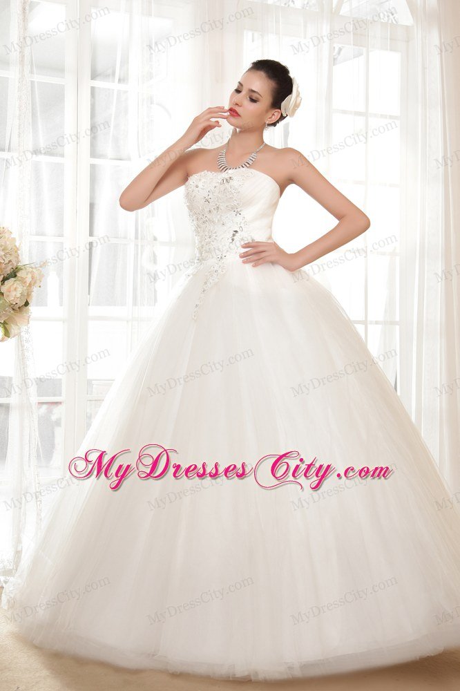 Ball Gown Full length Strapless Rhinestone and Appliques Bridal Dresses