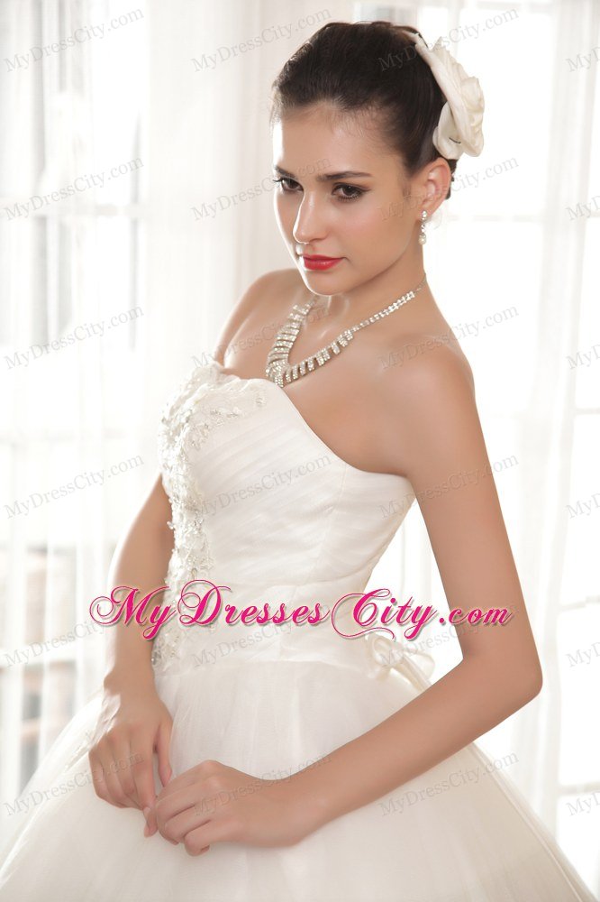 Ball Gown Full length Strapless Rhinestone and Appliques Bridal Dresses