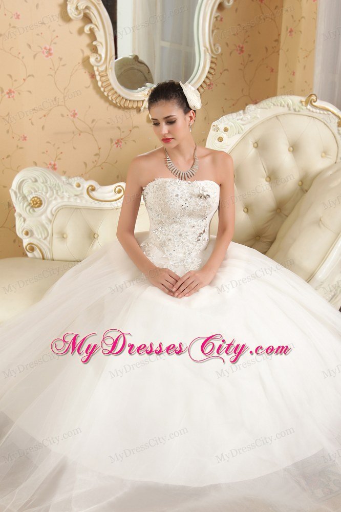 Ball Gown Full length Strapless Rhinestone and Appliques Bridal Dresses