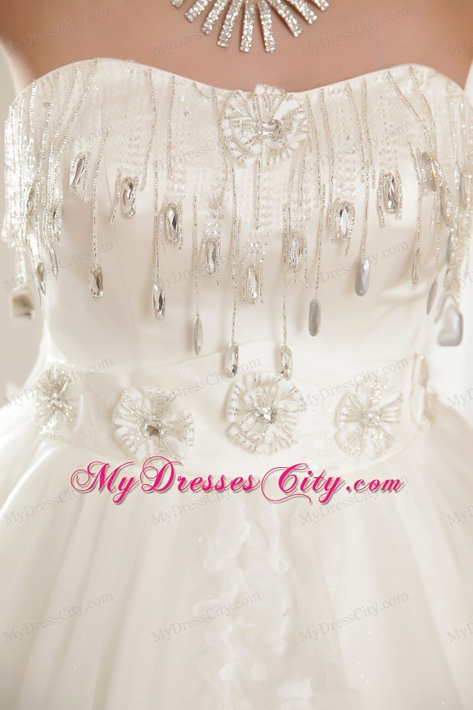 Layers Floor-length A-line Bridal Gowns with Rhinestone