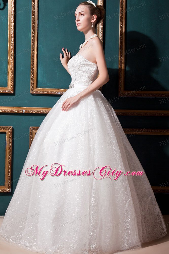 Sweetheart Lace-up Back Beading Satin and Tulle Wedding Dress