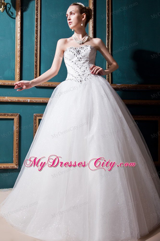 Strapless Beading Bodice Ball Gown Floor-length Wedding Dress