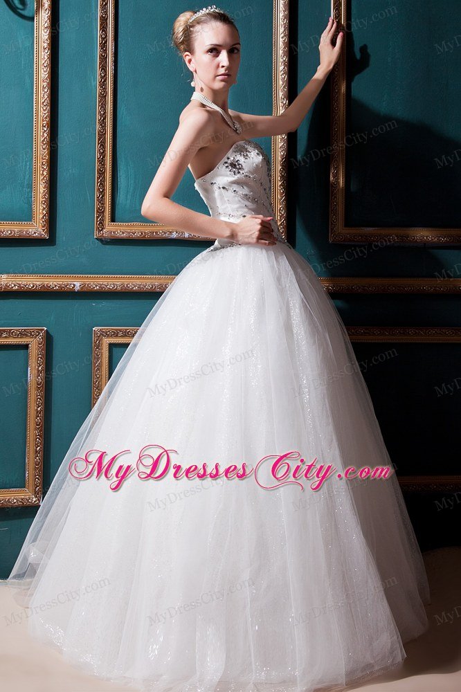 Strapless Beading Bodice Ball Gown Floor-length Wedding Dress