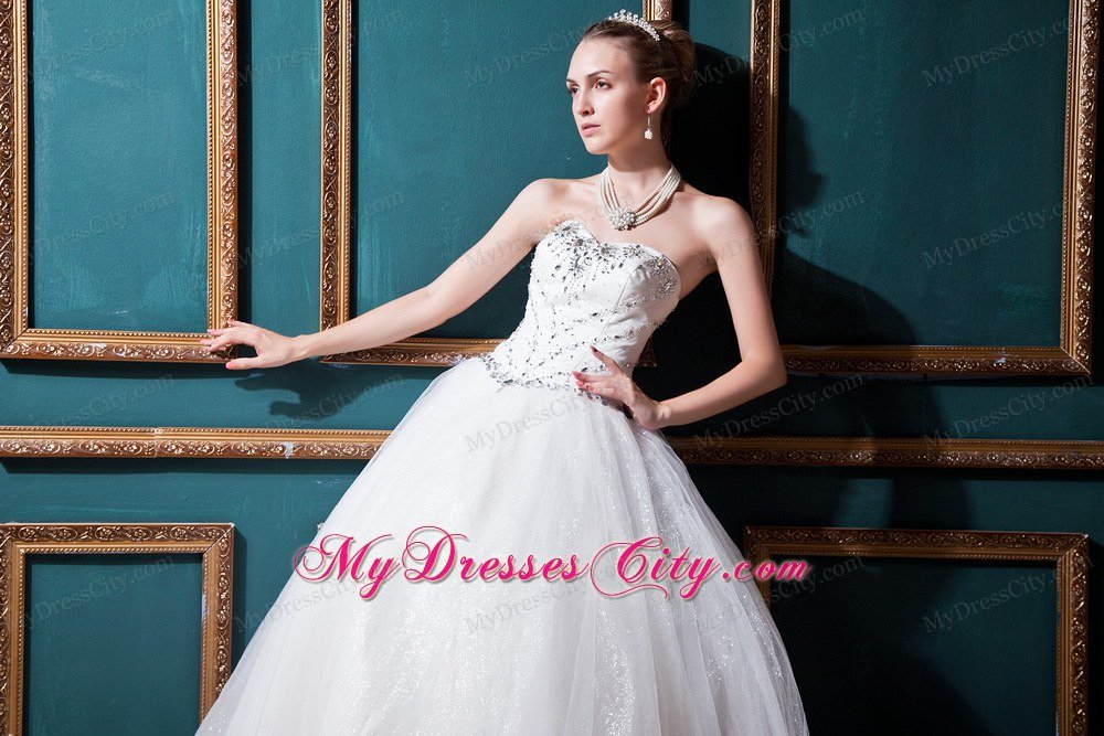 Strapless Beading Bodice Ball Gown Floor-length Wedding Dress