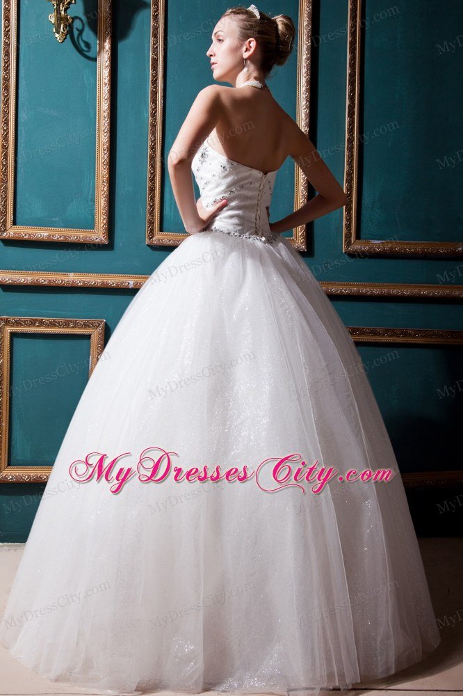 Strapless Beading Bodice Ball Gown Floor-length Wedding Dress