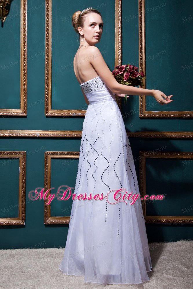 Column Sweetheart Long Bridal Gown with Sash and Beading