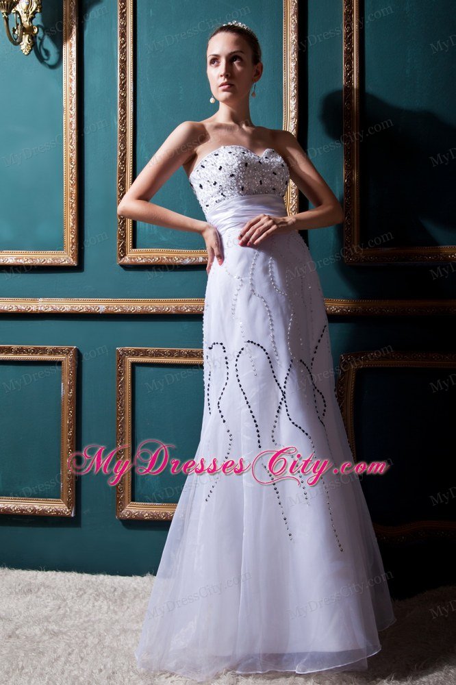 Column Sweetheart Long Bridal Gown with Sash and Beading