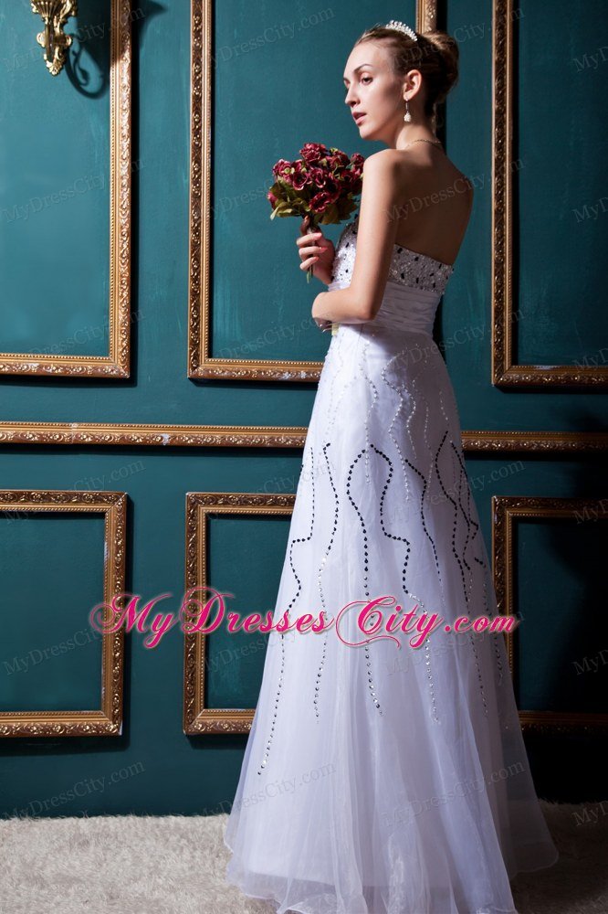 Column Sweetheart Long Bridal Gown with Sash and Beading