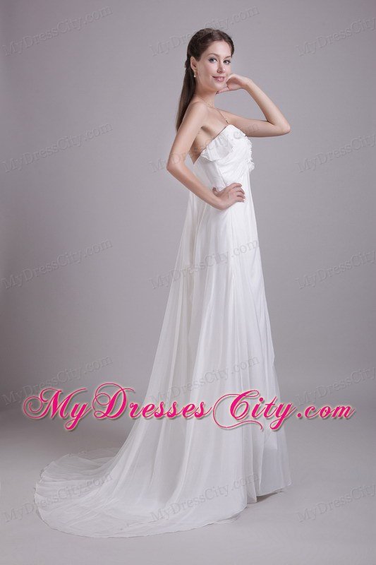 Empire Sweetheart Brush Train Ruched Chiffon Bridal Dress