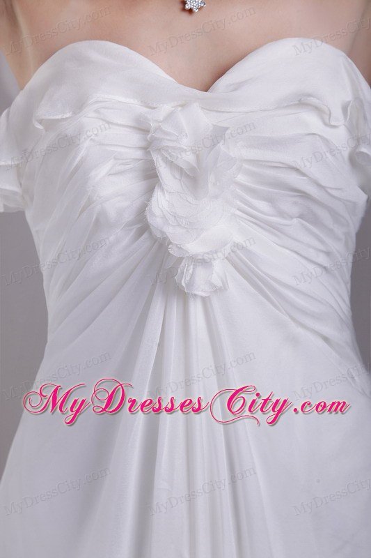 Empire Sweetheart Brush Train Ruched Chiffon Bridal Dress