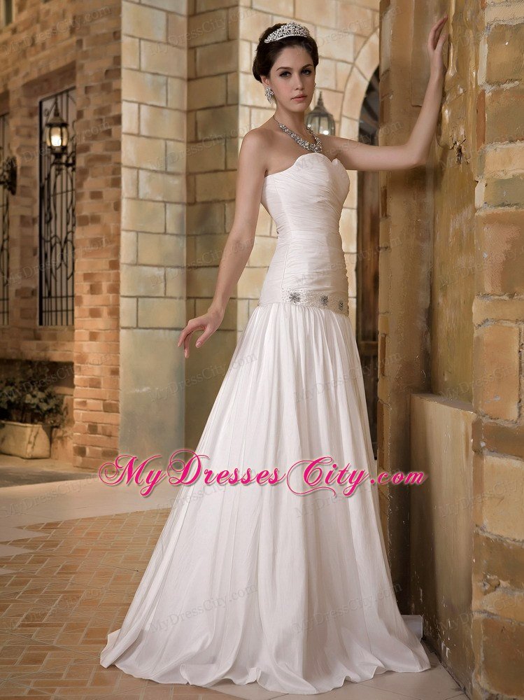 Strapless Sweetheart Beaded Bodice Bridal Dress with Ruches