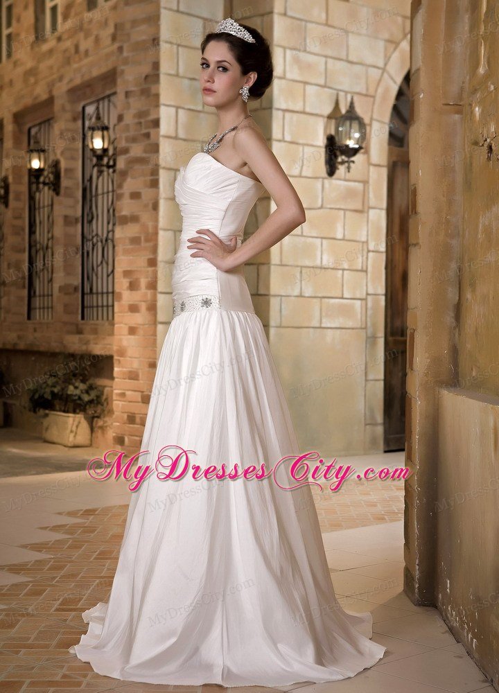 Strapless Sweetheart Beaded Bodice Bridal Dress with Ruches