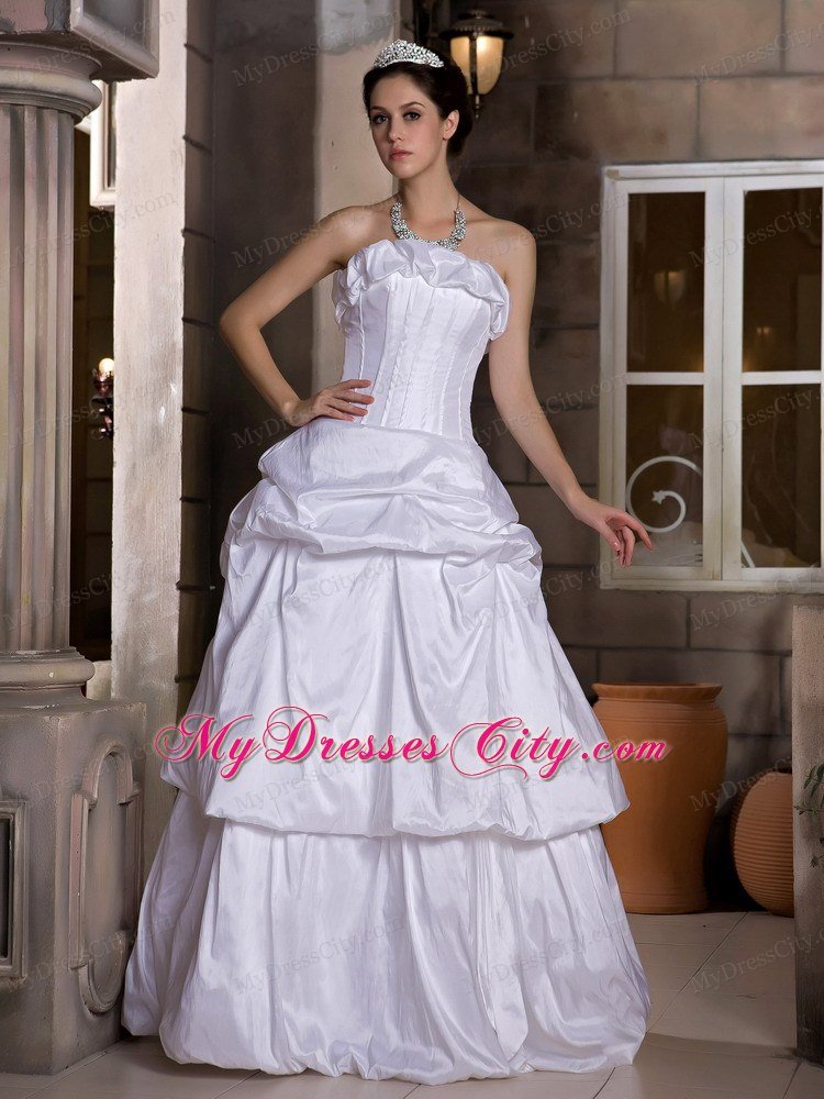 Ruched Taffeta Zipper-up Back Bridal Dress With Pick-ups