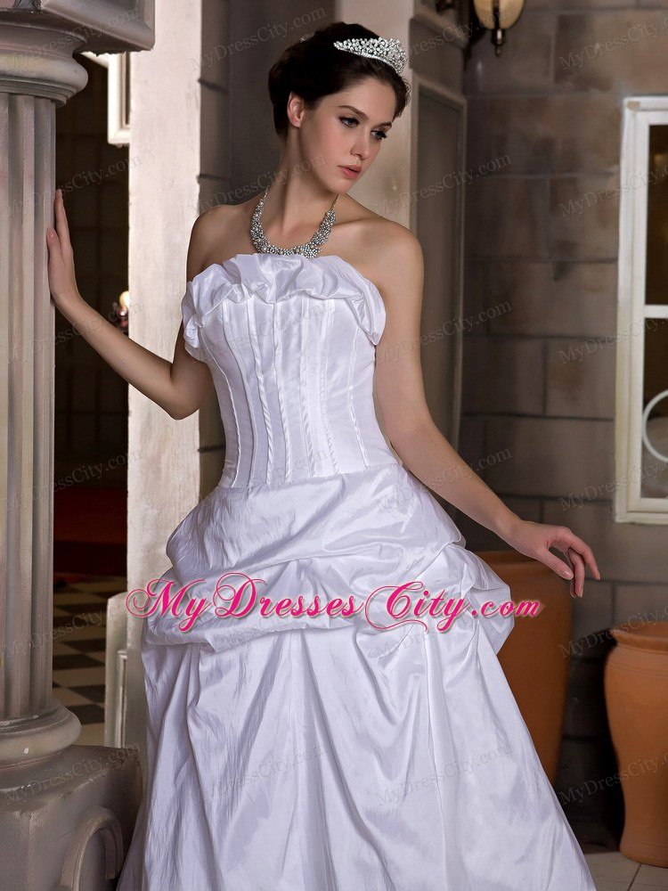 Ruched Taffeta Zipper-up Back Bridal Dress With Pick-ups