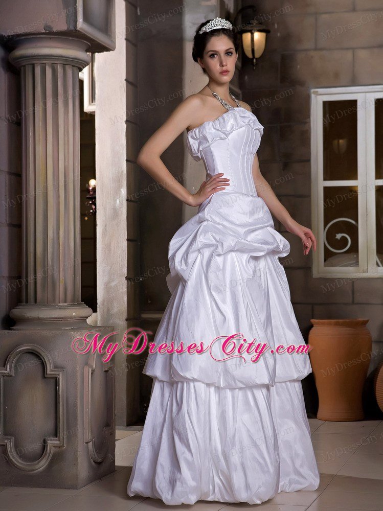 Ruched Taffeta Zipper-up Back Bridal Dress With Pick-ups