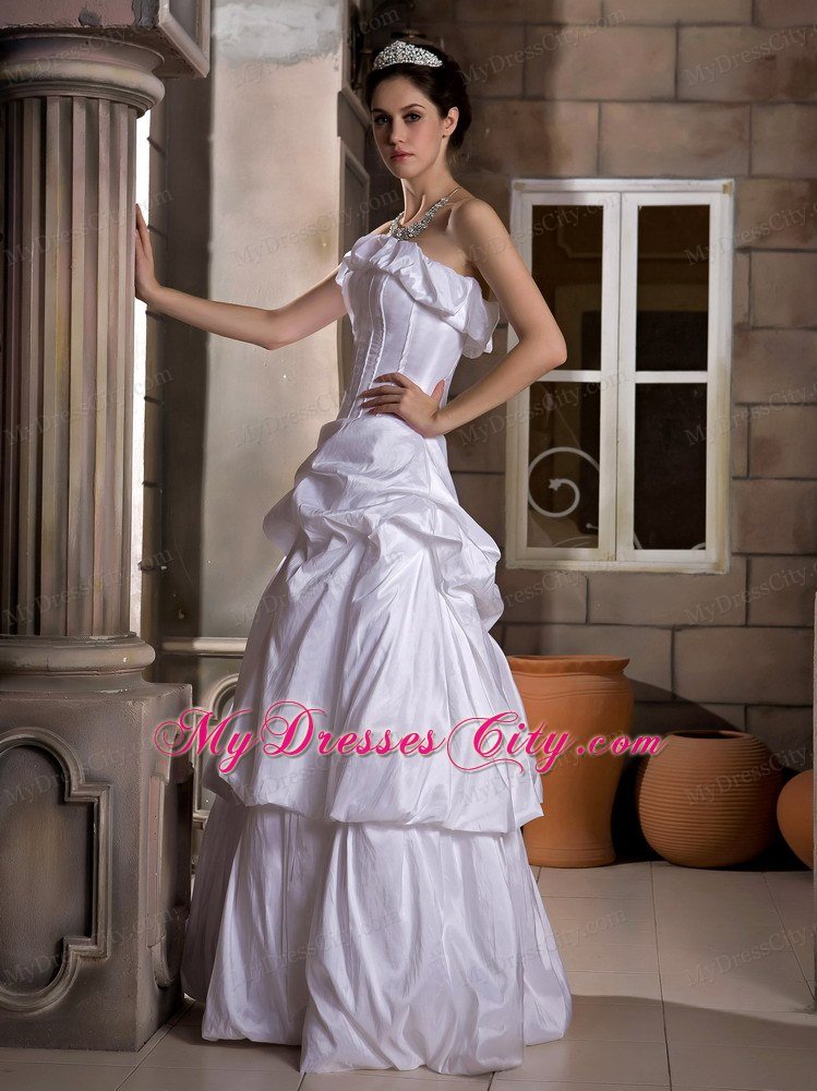 Ruched Taffeta Zipper-up Back Bridal Dress With Pick-ups