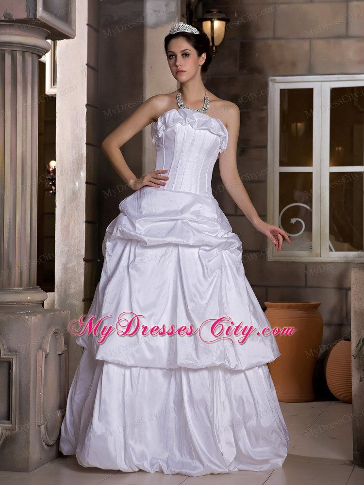 Ruched Taffeta Zipper-up Back Bridal Dress With Pick-ups