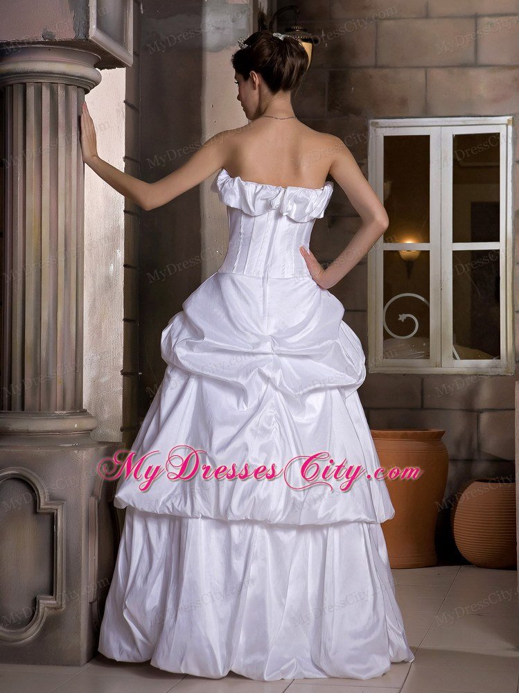 Ruched Taffeta Zipper-up Back Bridal Dress With Pick-ups