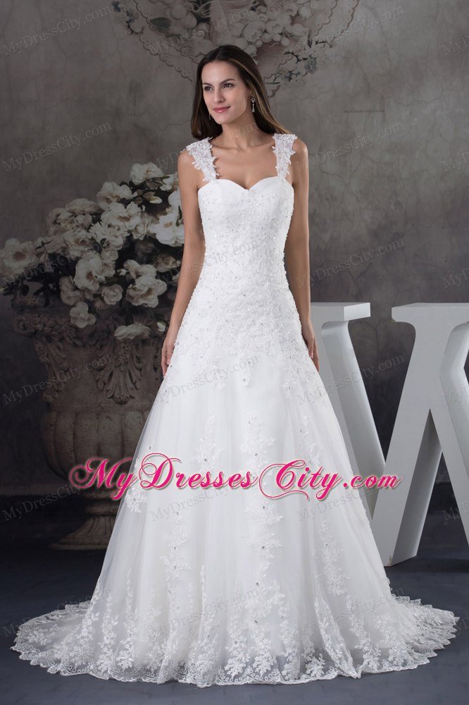 Lace Brush Train Sweetheart Straps 2013 Plus Size Bridal Gowns