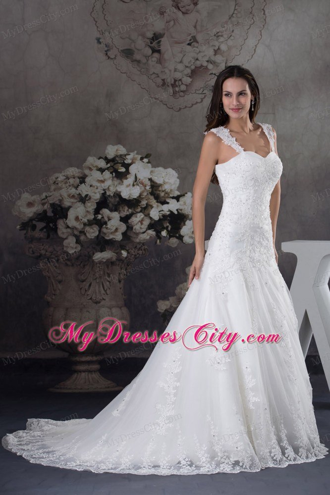 Lace Brush Train Sweetheart Straps 2013 Plus Size Bridal Gowns