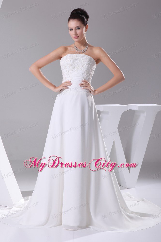 Affordable A-line Strapless Lace Garden 2013 Wedding Dress