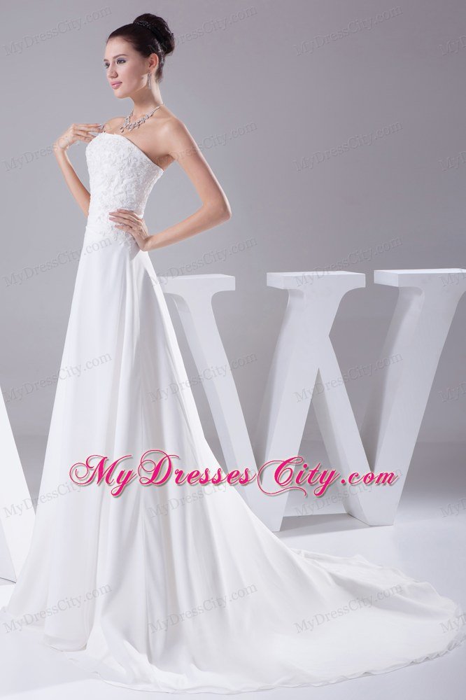 Affordable A-line Strapless Lace Garden 2013 Wedding Dress