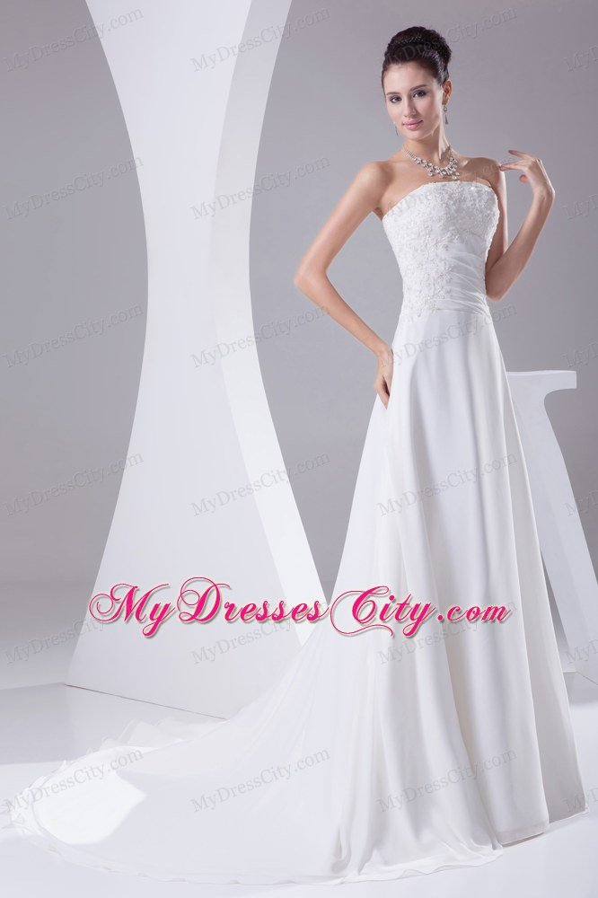 Affordable A-line Strapless Lace Garden 2013 Wedding Dress