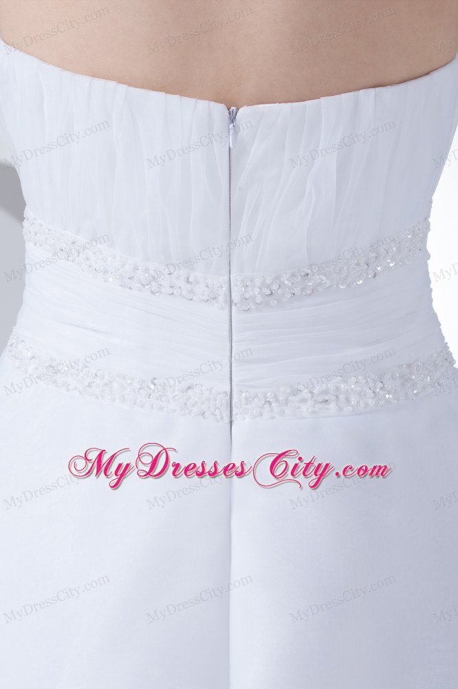 Beautiful A-line Strapless Beading Ruffles Hall Wedding Dress