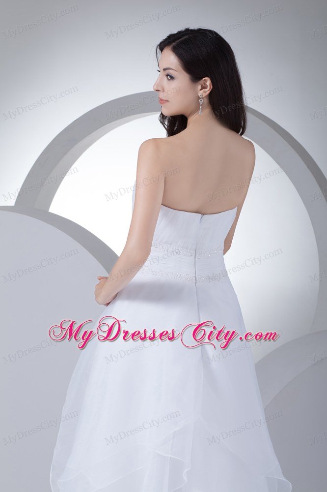 Beautiful A-line Strapless Beading Ruffles Hall Wedding Dress