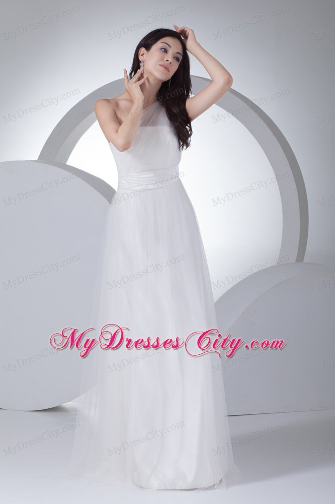 2013 Spring Empire One Shoulder Bow Ruching Garden Wedding Dress