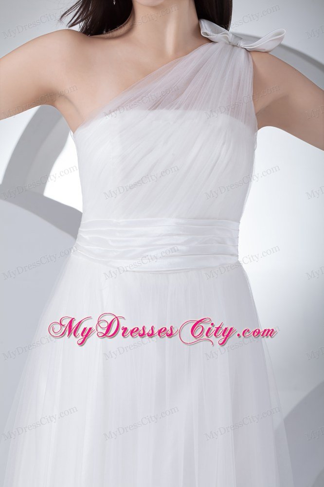 2013 Spring Empire One Shoulder Bow Ruching Garden Wedding Dress