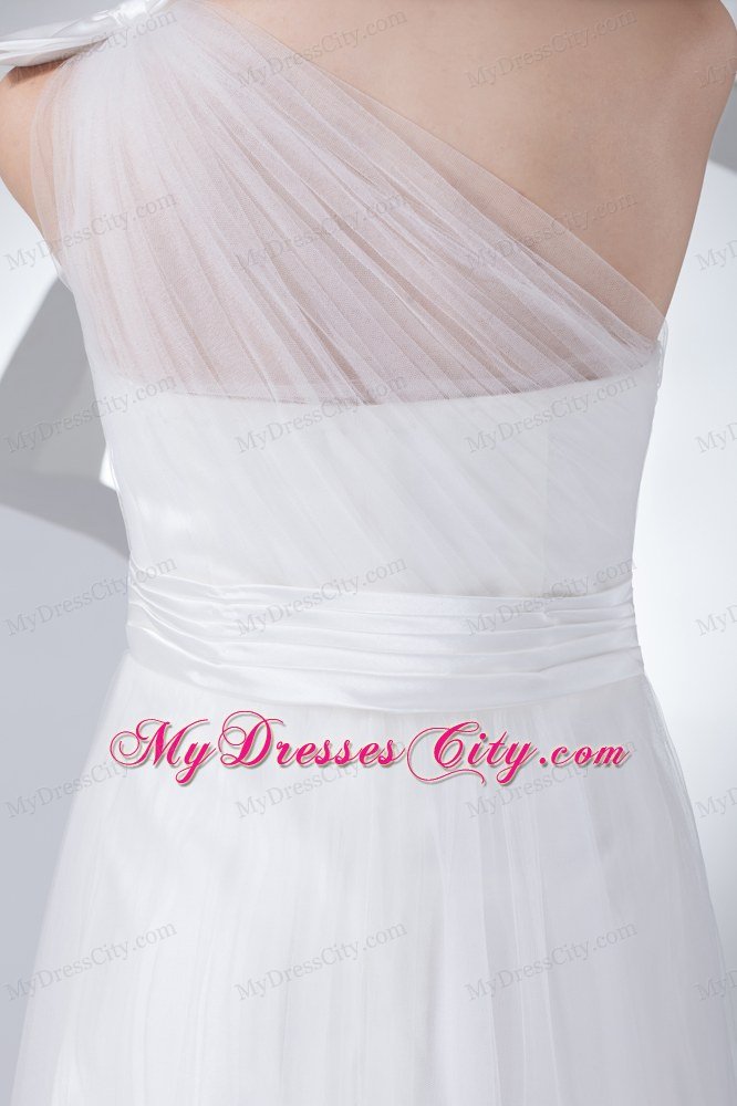 2013 Spring Empire One Shoulder Bow Ruching Garden Wedding Dress