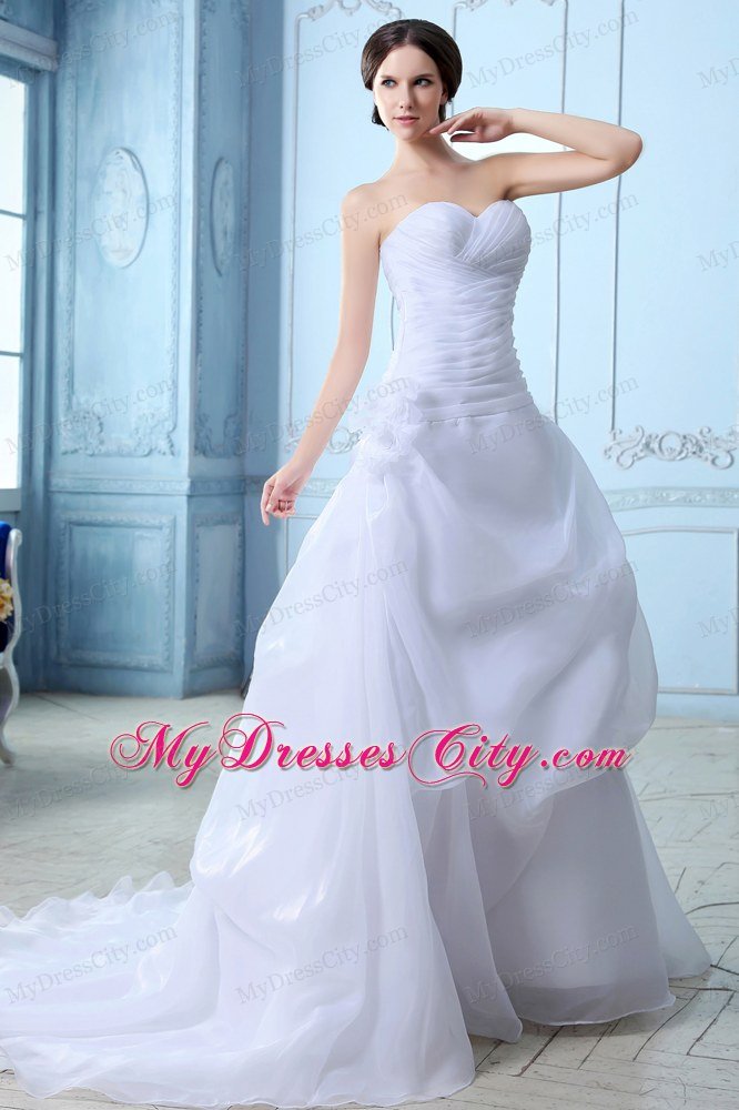 Spring A-line Sweetheart Ruching Summer Church Wedding Dress for Sale