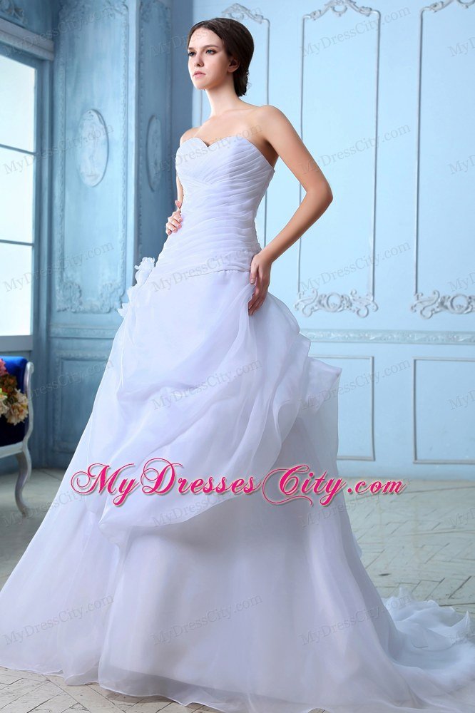 Spring A-line Sweetheart Ruching Summer Church Wedding Dress for Sale