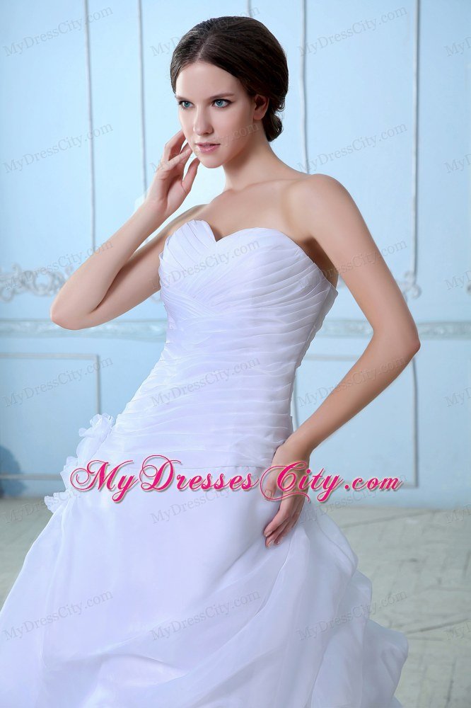 Spring A-line Sweetheart Ruching Summer Church Wedding Dress for Sale