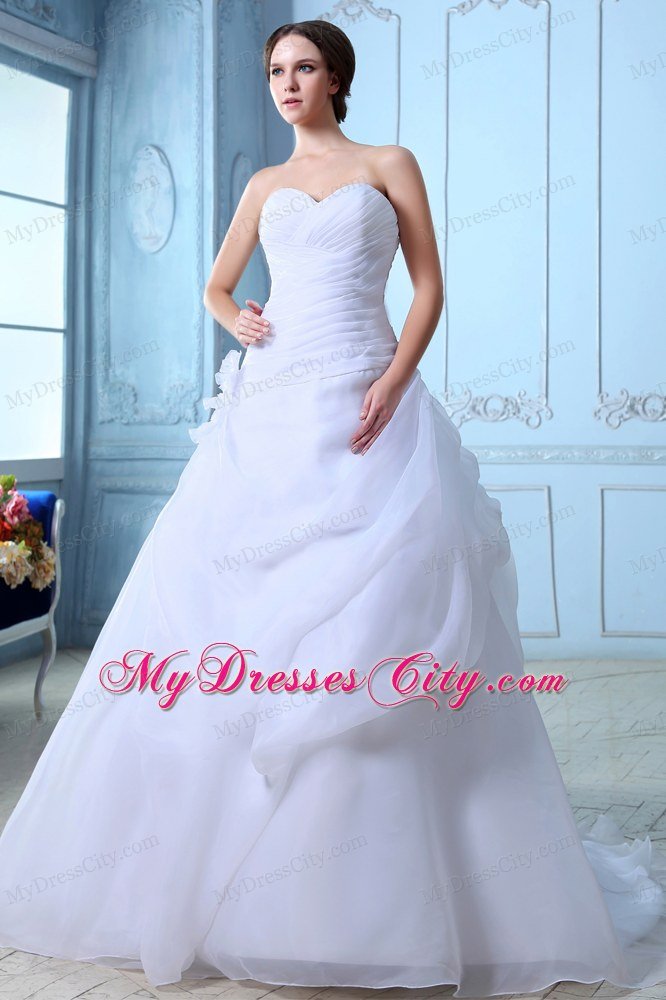 Spring A-line Sweetheart Ruching Summer Church Wedding Dress for Sale