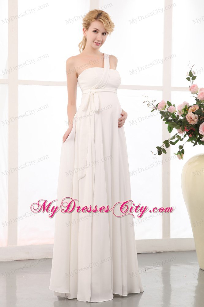 Simple Empire Single Shoulder Sash Maternity 2013 Wedding Dress