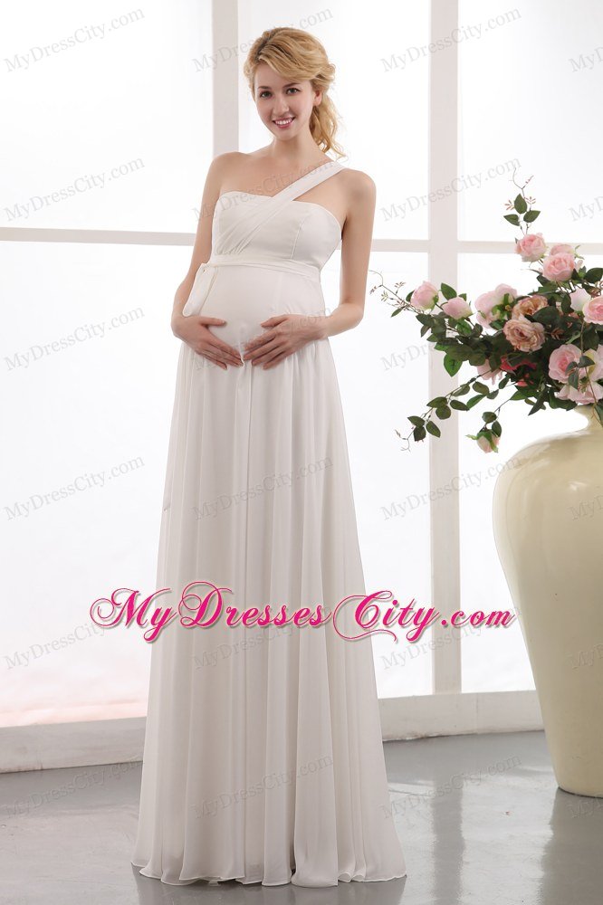 Simple Empire Single Shoulder Sash Maternity 2013 Wedding Dress