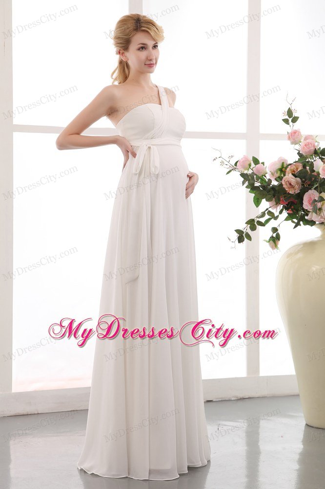 Simple Empire Single Shoulder Sash Maternity 2013 Wedding Dress