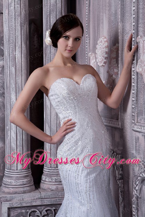 Mermaid Sweetheart Beading Zipper-up Dress for Wedding Beach